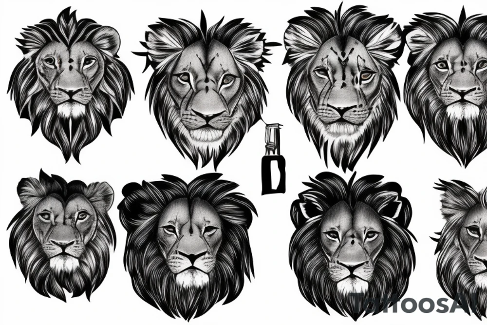 3 lion Cub heads tattoo idea