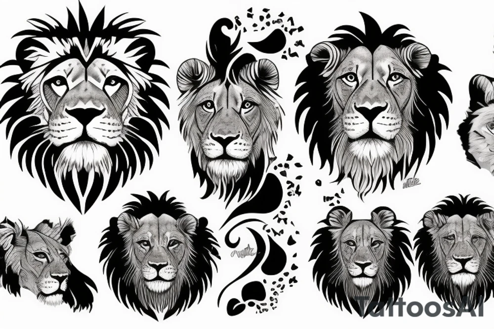 3 lion Cub heads tattoo idea
