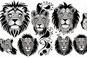 3 lion Cub heads tattoo idea
