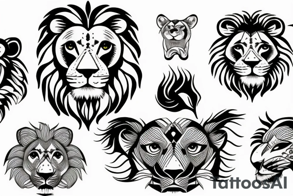 3 lion Cub heads tattoo idea