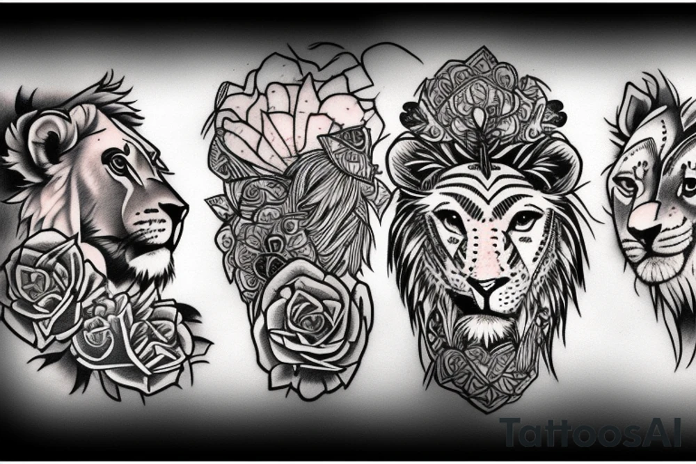 3 lion Cub heads tattoo idea
