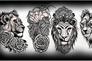 3 lion Cub heads tattoo idea