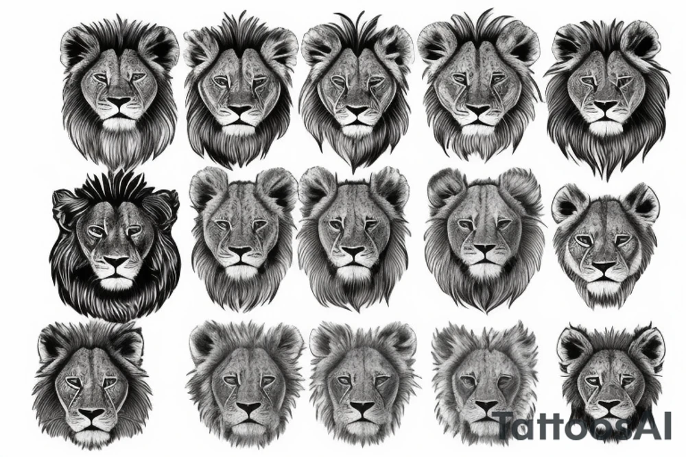 3 lion Cub heads tattoo idea