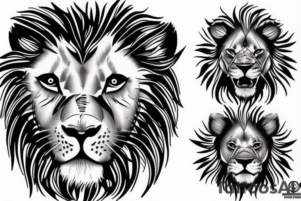 3 lion Cub heads tattoo idea