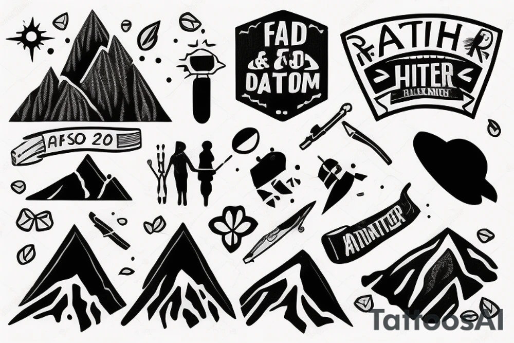 father and son hiking tattoo idea