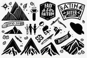 father and son hiking tattoo idea