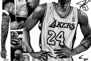 A realistic portrait of Kobe Bryant, either in color or black and gray, with his signature fade tattoo idea