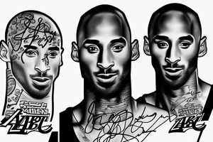 A realistic portrait of Kobe Bryant, either in color or black and gray, with his signature fade tattoo idea