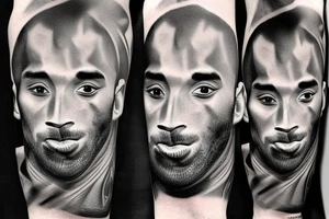 A realistic portrait of Kobe Bryant, either in color or black and gray, with his signature fade tattoo idea