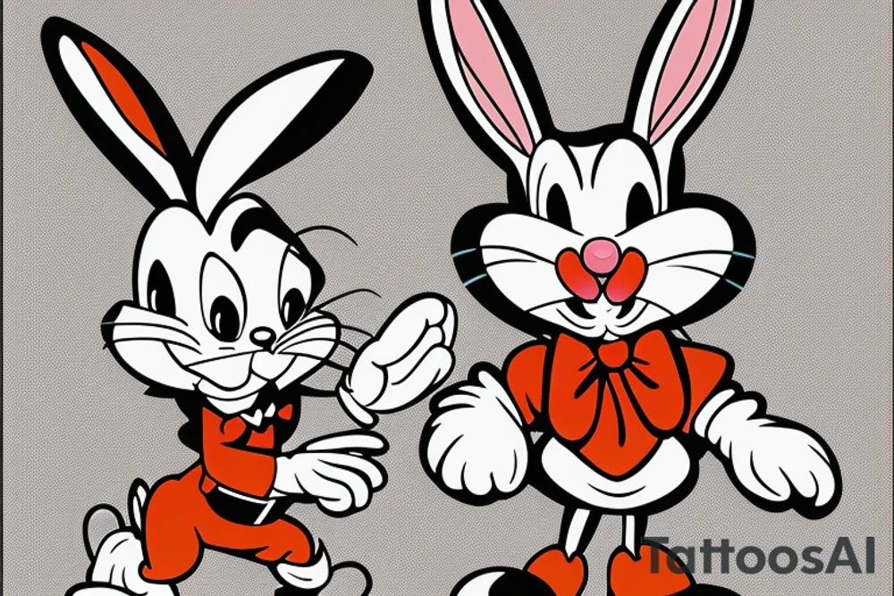 Bugs Bunny: The iconic "wascally wabbit" is known for his mischievous personality and classic catchphrase, "What's up, doc?" tattoo idea