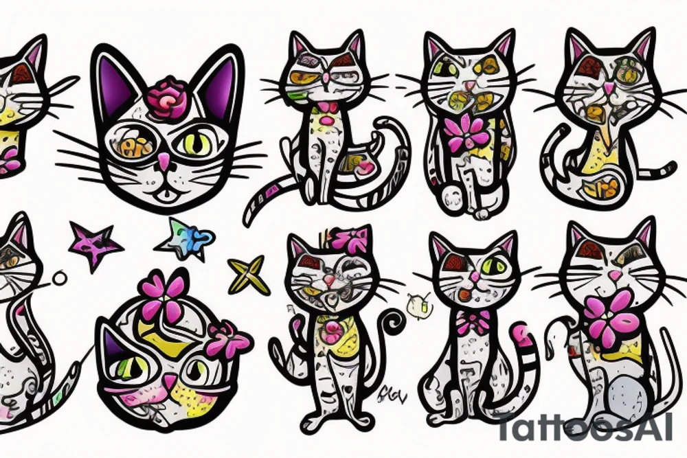 cat on drugs tattoo idea
