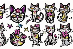 cat on drugs tattoo idea