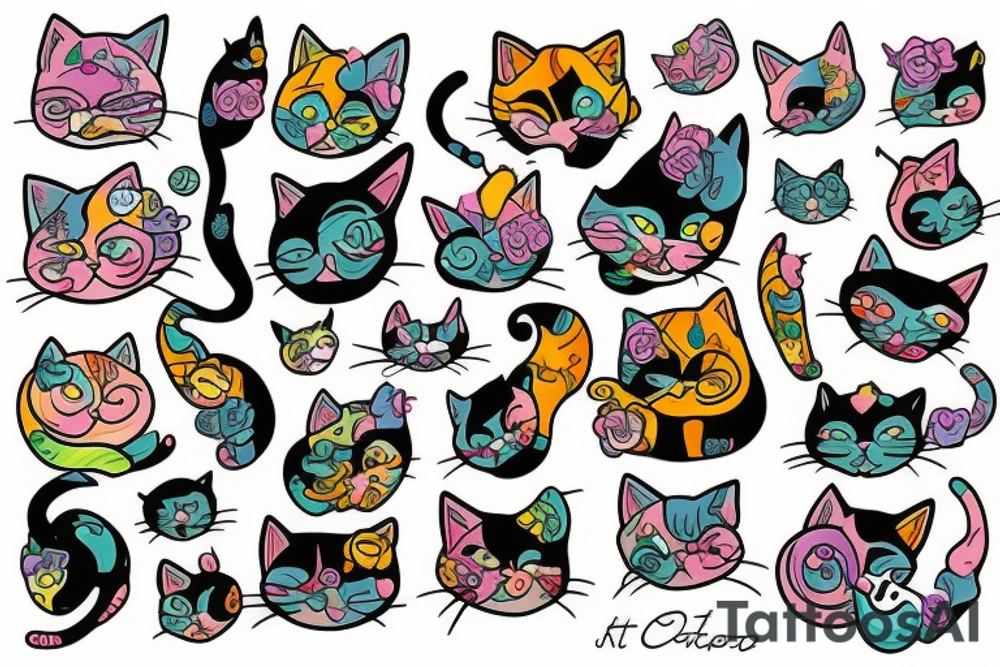 cat on drugs tattoo idea