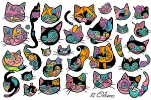 cat on drugs tattoo idea