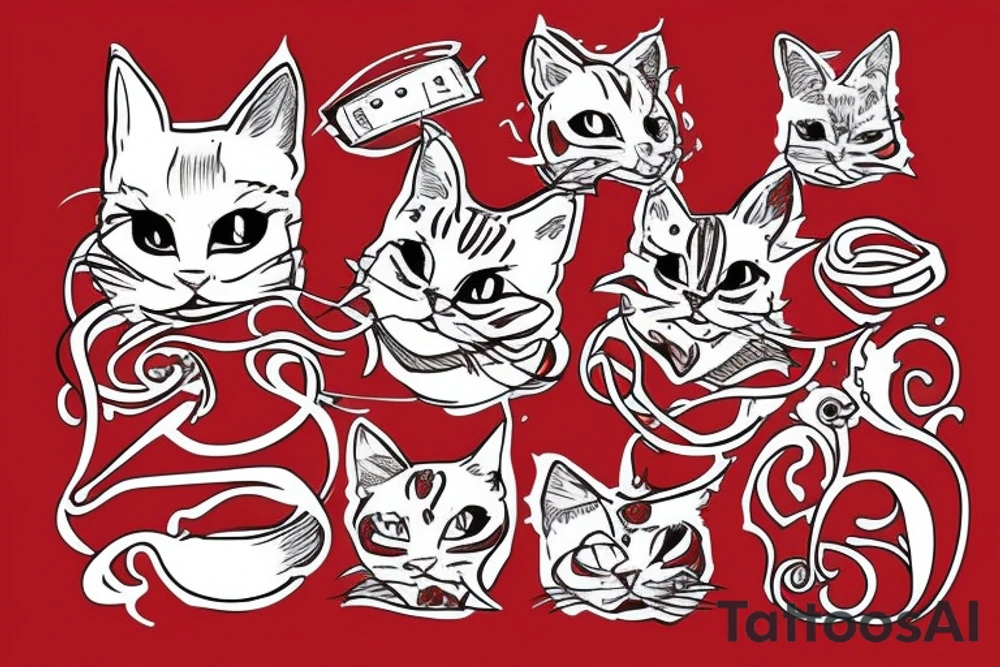 red cat smoking tattoo idea