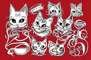 red cat smoking tattoo idea