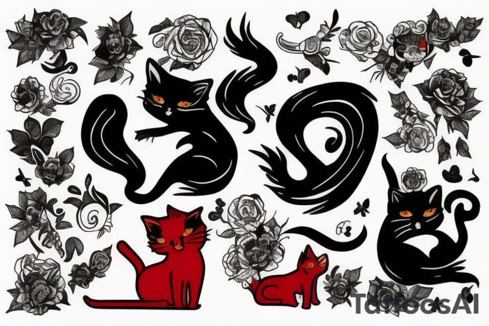 red cat smoking tattoo idea