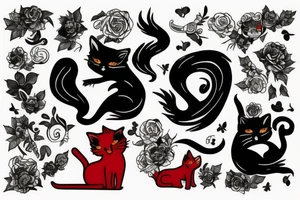 red cat smoking tattoo idea
