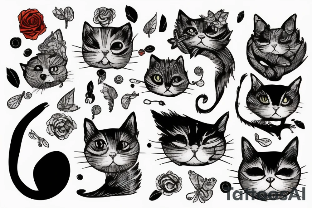 red cat smoking tattoo idea
