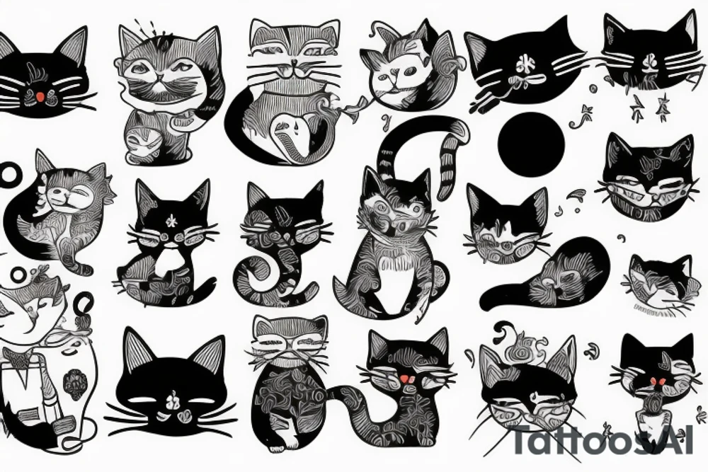cat smoking tattoo idea