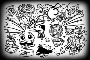 A tattoo featuring a humorous or whimsical depiction of a cartoon character or animal smoking a joint. tattoo idea