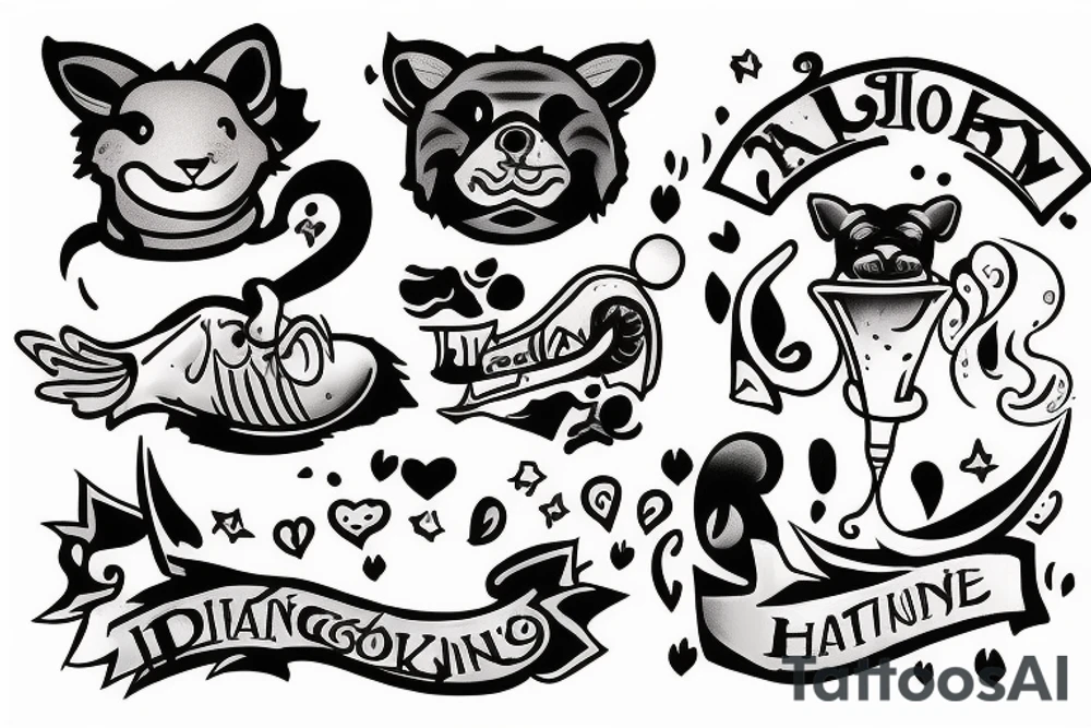 A tattoo featuring a humorous or whimsical depiction of an animal smoking a joint. tattoo idea