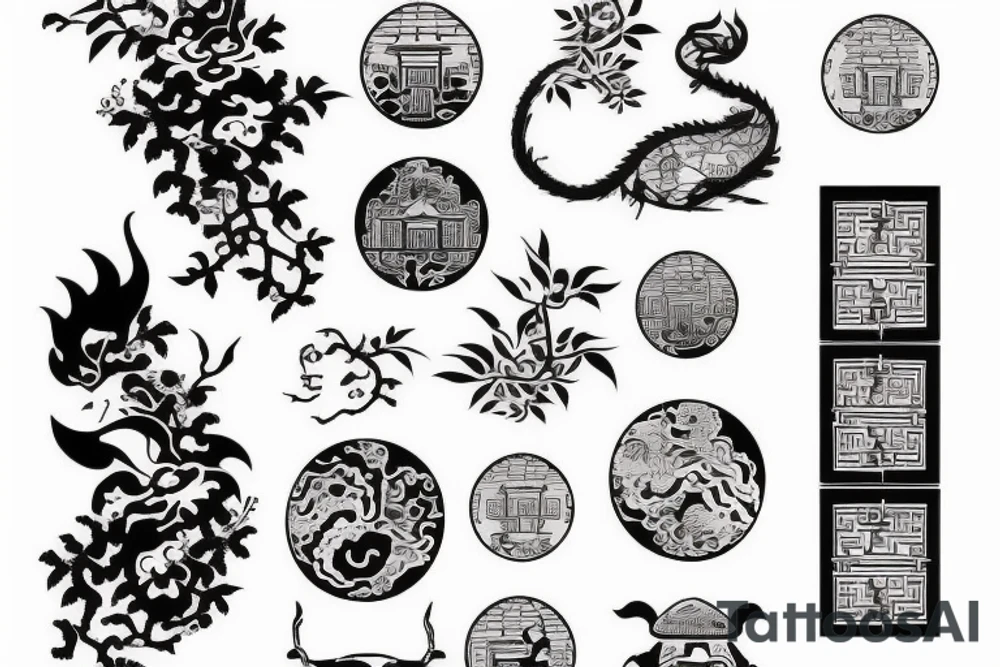 Chinese styled house tattoo idea