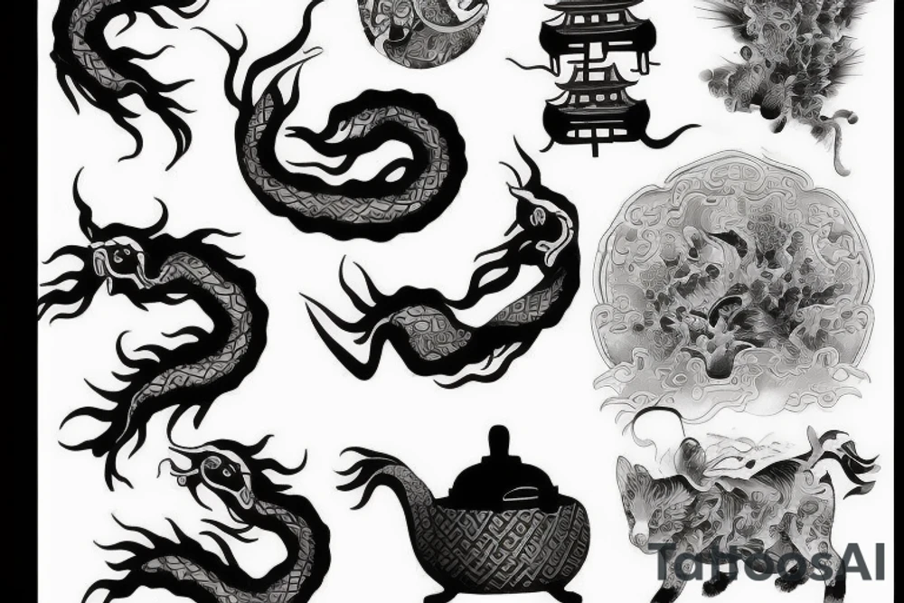 Chinese house drawing tattoo idea