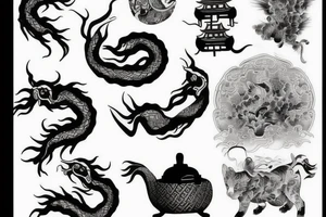 Chinese house drawing tattoo idea