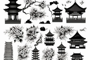 Chinese house drawing tattoo idea