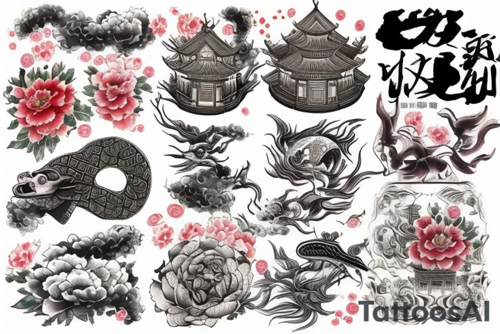 Chinese house drawing tattoo idea