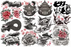 Chinese house drawing tattoo idea