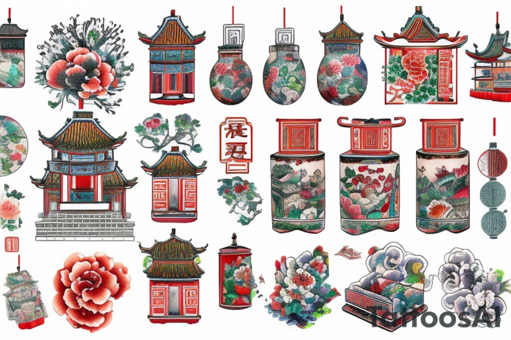 Chinese house painting tattoo idea