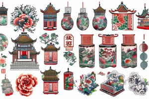 Chinese house painting tattoo idea