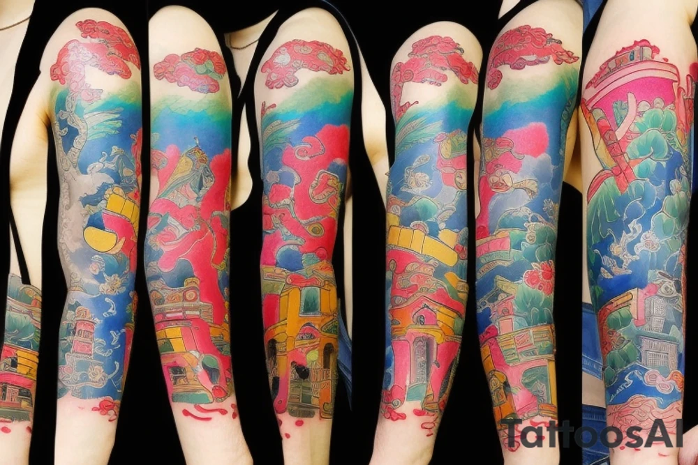 Chinese house painting tattoo idea