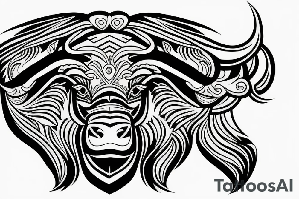 Strong buffalo head tattoo idea