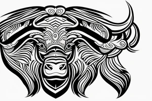 Strong buffalo head tattoo idea