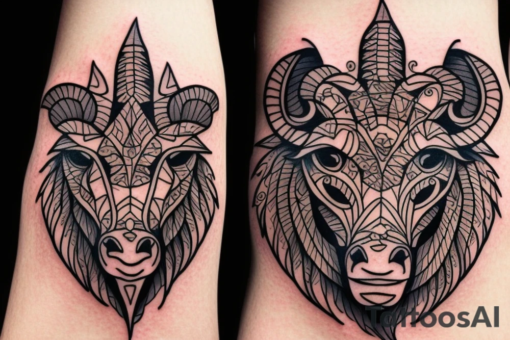 Strong buffalo head tattoo idea