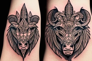Strong buffalo head tattoo idea