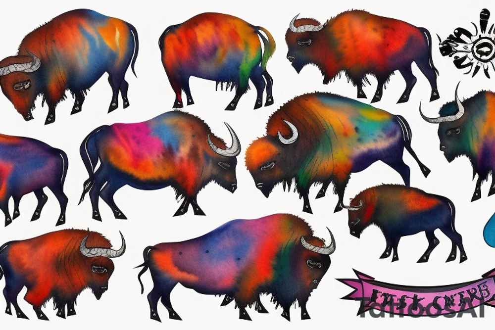Strong buffalo head tattoo idea