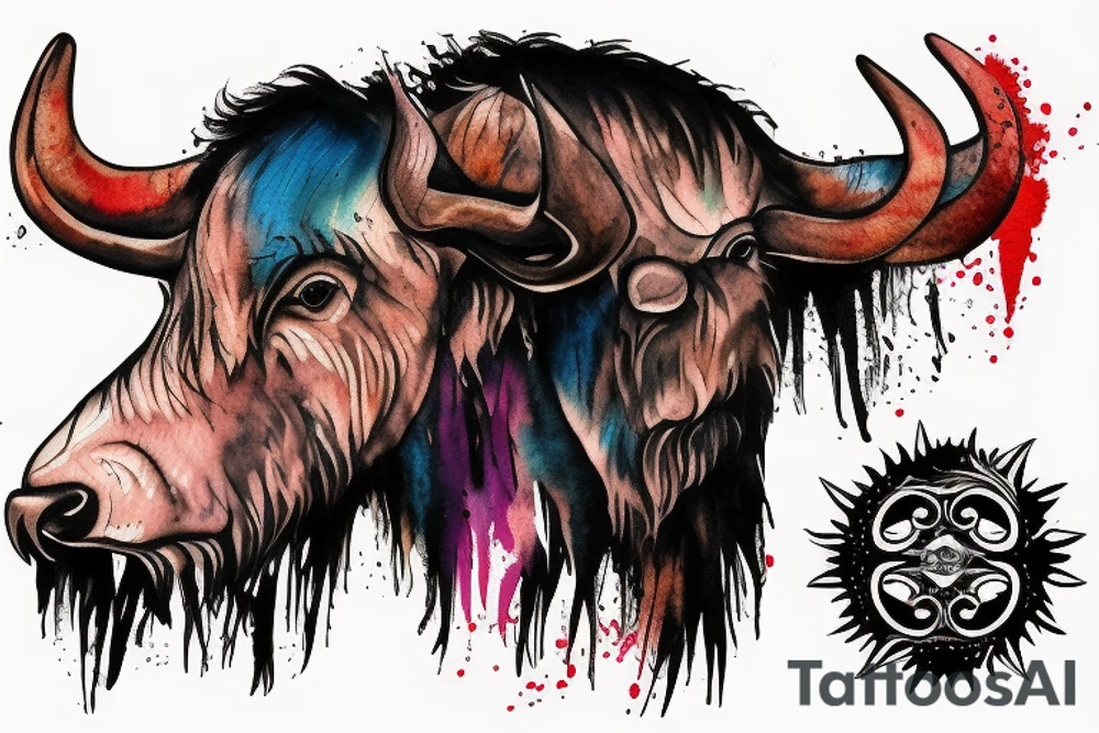 Strong buffalo head tattoo idea