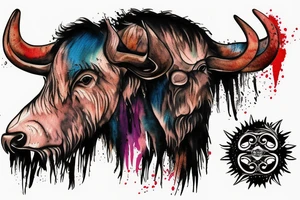 Strong buffalo head tattoo idea