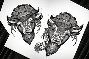 Strong buffalo head tattoo idea
