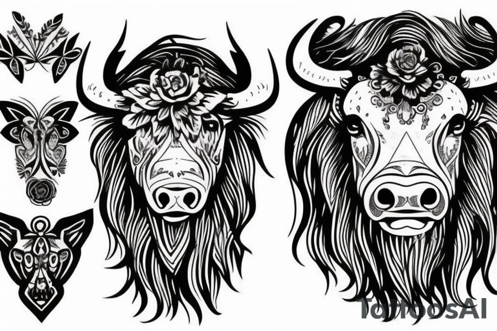 Strong buffalo head tattoo idea