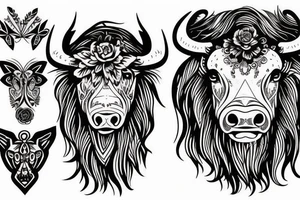 Strong buffalo head tattoo idea