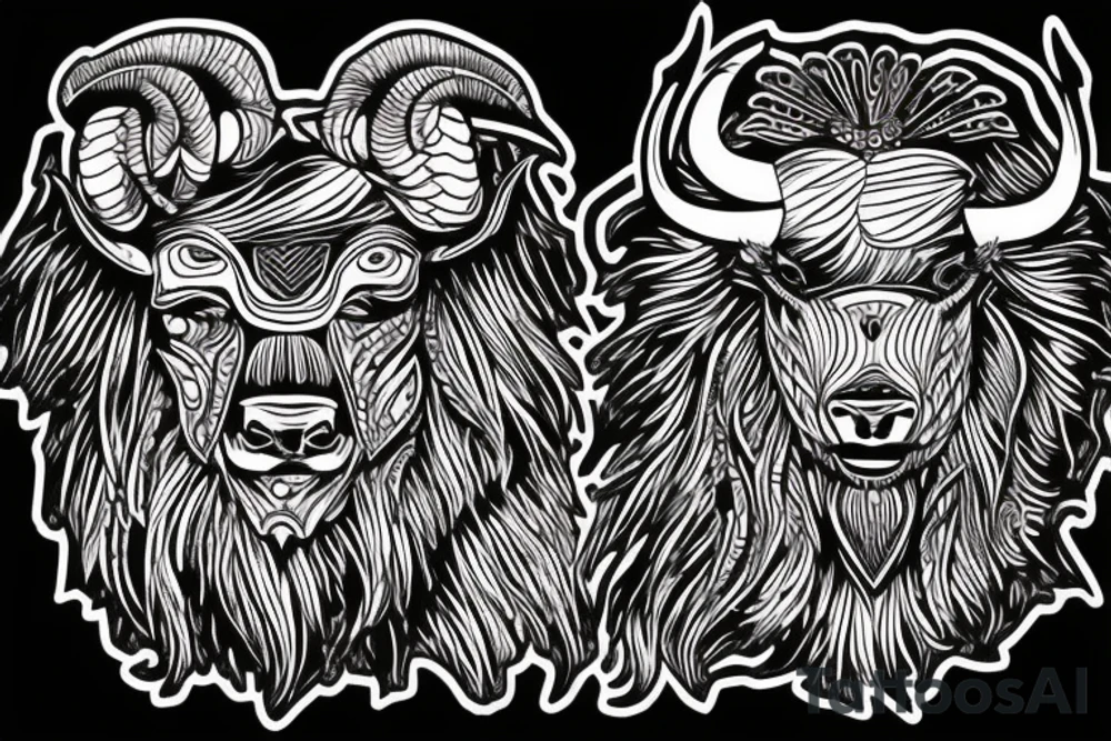 Strong buffalo head tattoo idea