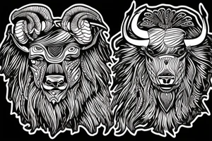 Strong buffalo head tattoo idea