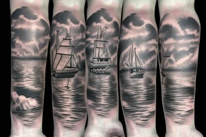 Marine vessel boat in water tattoo idea