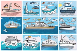 Marine vessel boat in water with an otter tattoo idea