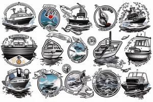 Marine vessel boat in water with an otter tattoo idea